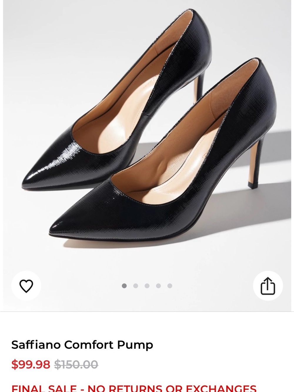 White House Black Market Black Saffiano Pointed-Toe Pump